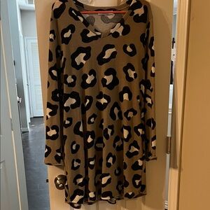 Leopard Print Long Sleeve sweater Dress